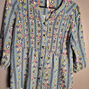 Matilda Jane Blue Floral Button Up Top